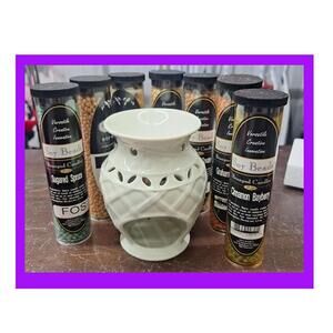 Rare HUGE Lot BEANPOD CANDLES Soy Wax Burner & Melts Beads Celery Melt